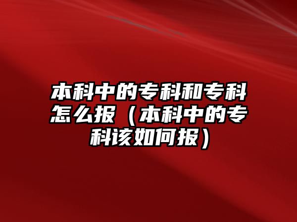 本科中的專科和專科怎么報（本科中的專科該如何報）