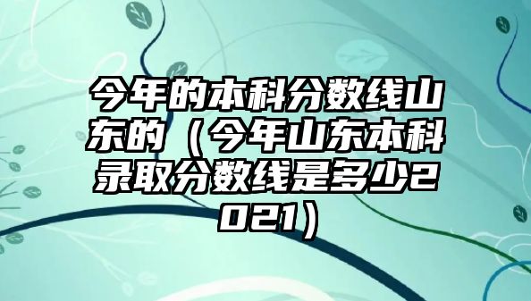 今年的本科分?jǐn)?shù)線山東的（今年山東本科錄取分?jǐn)?shù)線是多少2021）