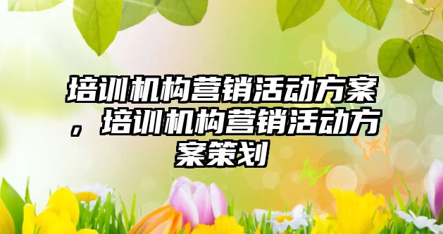 培訓機構(gòu)營銷活動方案，培訓機構(gòu)營銷活動方案策劃