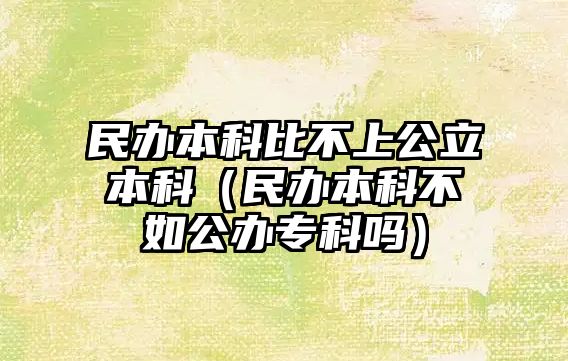 民辦本科比不上公立本科（民辦本科不如公辦專科嗎）