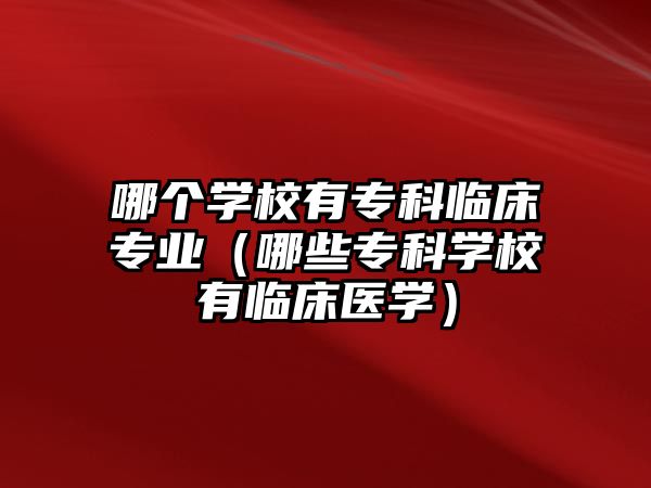 哪個學校有專科臨床專業(yè)（哪些專科學校有臨床醫(yī)學）