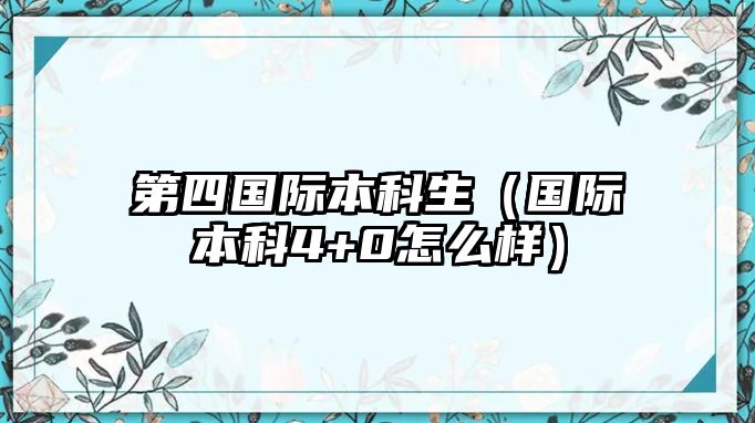 第四國(guó)際本科生（國(guó)際本科4+0怎么樣）