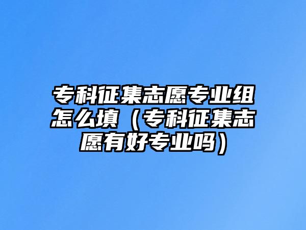 專科征集志愿專業(yè)組怎么填（專科征集志愿有好專業(yè)嗎）