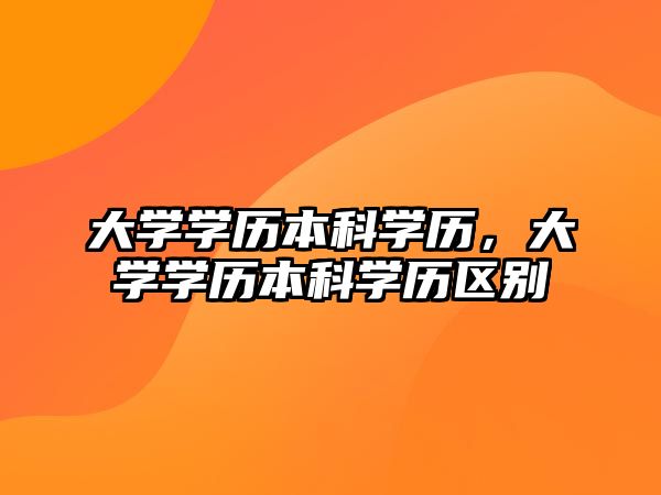 大學學歷本科學歷，大學學歷本科學歷區(qū)別