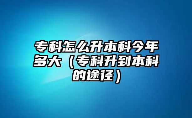 專科怎么升本科今年多大（專科升到本科的途徑）