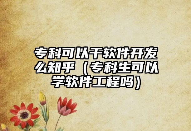 專科可以干軟件開發(fā)么知乎（專科生可以學(xué)軟件工程嗎）