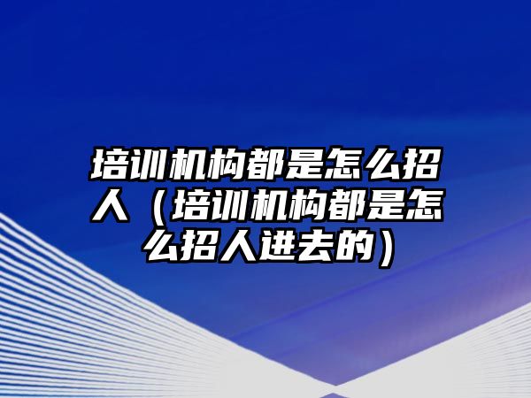 培訓機構(gòu)都是怎么招人（培訓機構(gòu)都是怎么招人進去的）