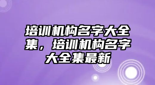 培訓(xùn)機構(gòu)名字大全集，培訓(xùn)機構(gòu)名字大全集最新