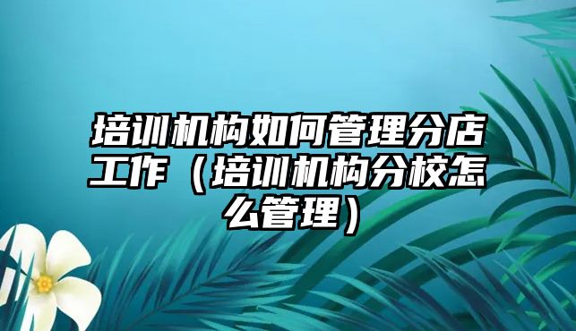 培訓(xùn)機構(gòu)如何管理分店工作（培訓(xùn)機構(gòu)分校怎么管理）