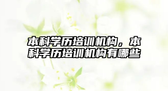 本科學歷培訓機構(gòu)，本科學歷培訓機構(gòu)有哪些