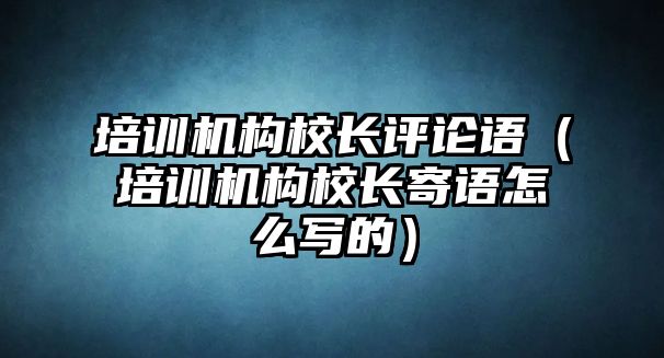 培訓(xùn)機(jī)構(gòu)校長評論語（培訓(xùn)機(jī)構(gòu)校長寄語怎么寫的）