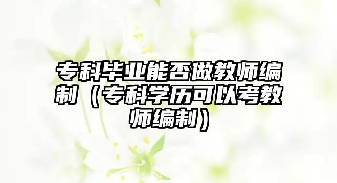 專科畢業(yè)能否做教師編制（專科學(xué)歷可以考教師編制）