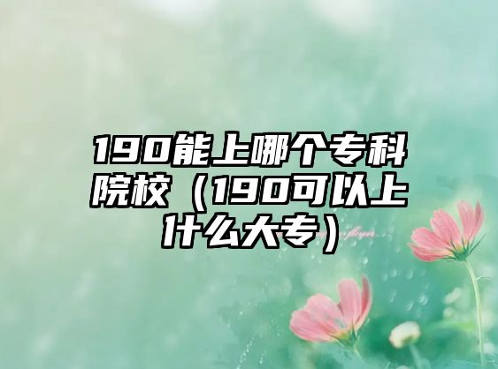 190能上哪個專科院校（190可以上什么大專）