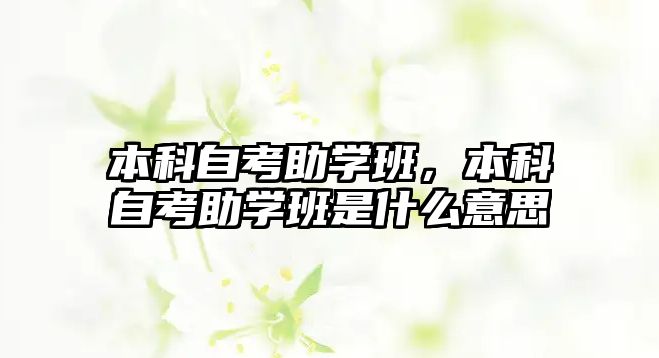 本科自考助學(xué)班，本科自考助學(xué)班是什么意思