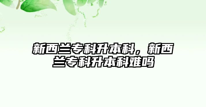 新西蘭專科升本科，新西蘭專科升本科難嗎