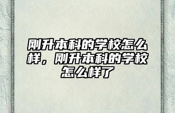 剛升本科的學(xué)校怎么樣，剛升本科的學(xué)校怎么樣了