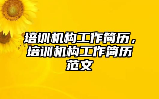 培訓(xùn)機構(gòu)工作簡歷，培訓(xùn)機構(gòu)工作簡歷范文