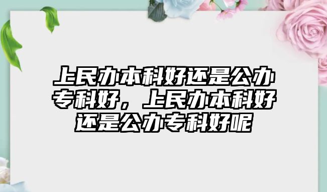 上民辦本科好還是公辦專科好，上民辦本科好還是公辦專科好呢