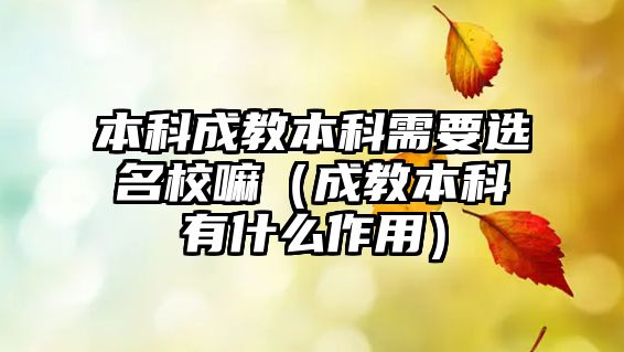 本科成教本科需要選名校嘛（成教本科有什么作用）