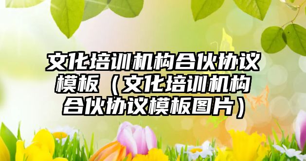 文化培訓機構(gòu)合伙協(xié)議模板（文化培訓機構(gòu)合伙協(xié)議模板圖片）