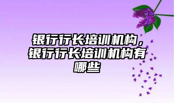 銀行行長培訓機構(gòu)，銀行行長培訓機構(gòu)有哪些