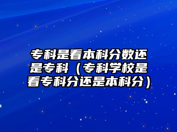 專科是看本科分?jǐn)?shù)還是專科（專科學(xué)校是看專科分還是本科分）