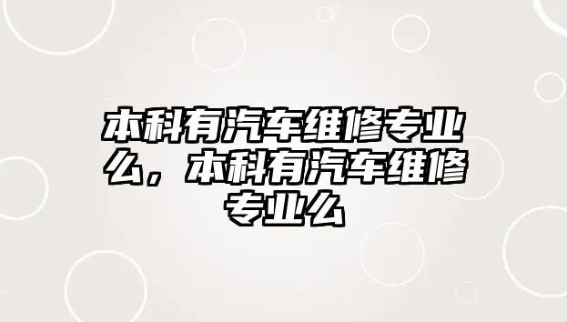 本科有汽車維修專業(yè)么，本科有汽車維修專業(yè)么