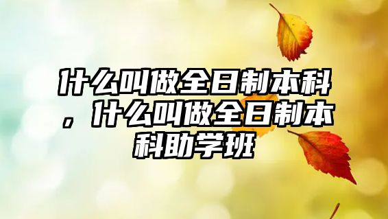 什么叫做全日制本科，什么叫做全日制本科助學班