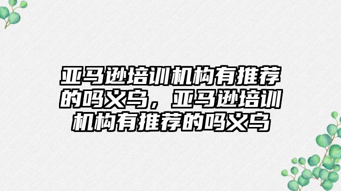 亞馬遜培訓機構有推薦的嗎義烏，亞馬遜培訓機構有推薦的嗎義烏