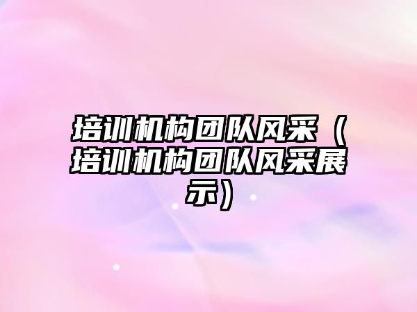 培訓機構團隊風采（培訓機構團隊風采展示）