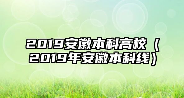 2019安徽本科高校（2019年安徽本科線）