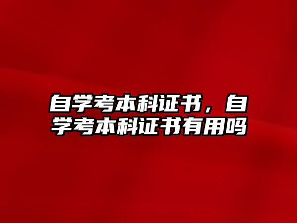 自學考本科證書，自學考本科證書有用嗎