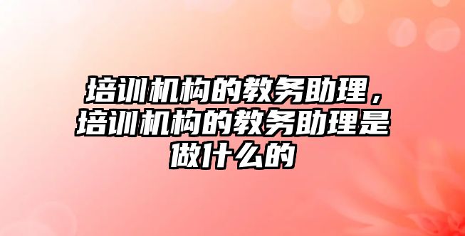 培訓(xùn)機(jī)構(gòu)的教務(wù)助理，培訓(xùn)機(jī)構(gòu)的教務(wù)助理是做什么的