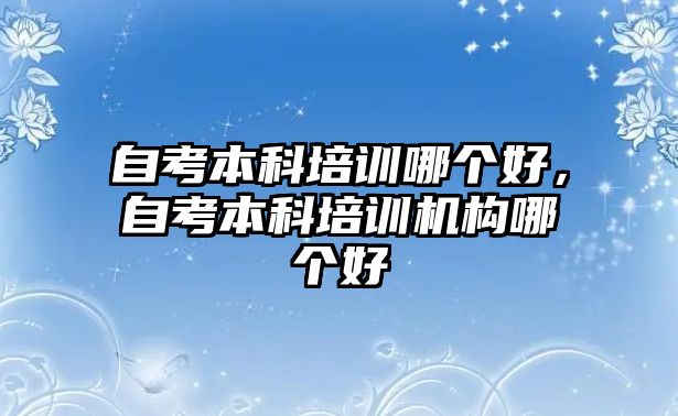 自考本科培訓(xùn)哪個好，自考本科培訓(xùn)機構(gòu)哪個好