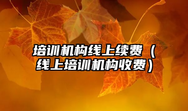 培訓機構線上續(xù)費（線上培訓機構收費）