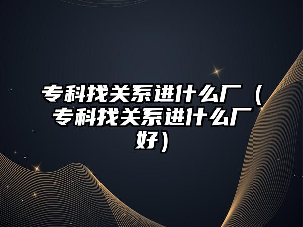 專科找關(guān)系進什么廠（專科找關(guān)系進什么廠好）