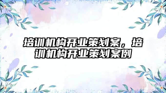 培訓機構開業(yè)策劃案，培訓機構開業(yè)策劃案例