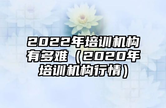 2022年培訓(xùn)機(jī)構(gòu)有多難（2020年培訓(xùn)機(jī)構(gòu)行情）