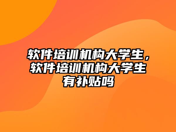 軟件培訓(xùn)機(jī)構(gòu)大學(xué)生，軟件培訓(xùn)機(jī)構(gòu)大學(xué)生有補(bǔ)貼嗎