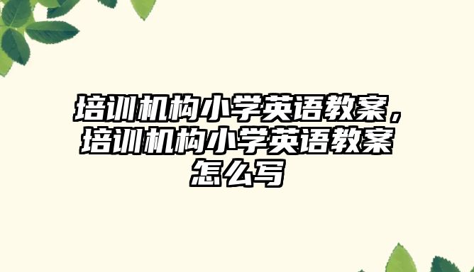 培訓機構(gòu)小學英語教案，培訓機構(gòu)小學英語教案怎么寫