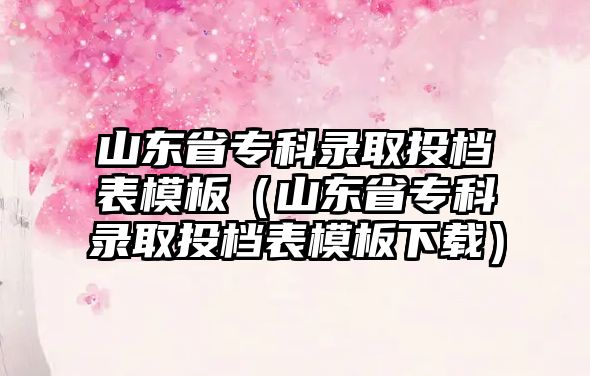 山東省專科錄取投檔表模板（山東省專科錄取投檔表模板下載）