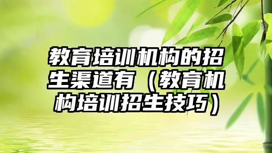 教育培訓機構的招生渠道有（教育機構培訓招生技巧）