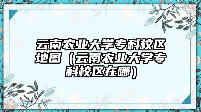 云南農(nóng)業(yè)大學(xué)專科校區(qū)地圖（云南農(nóng)業(yè)大學(xué)專科校區(qū)在哪）