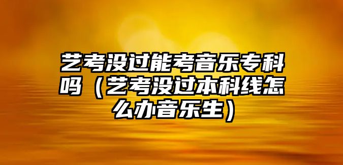 藝考沒(méi)過(guò)能考音樂(lè)專科嗎（藝考沒(méi)過(guò)本科線怎么辦音樂(lè)生）