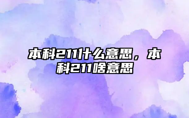 本科211什么意思，本科211啥意思