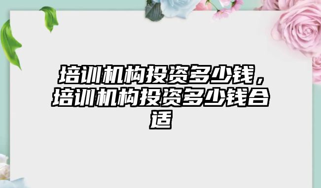 培訓(xùn)機構(gòu)投資多少錢，培訓(xùn)機構(gòu)投資多少錢合適