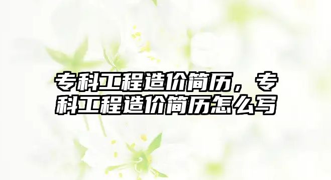 專科工程造價(jià)簡歷，專科工程造價(jià)簡歷怎么寫