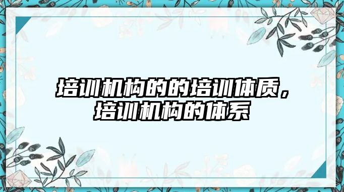 培訓(xùn)機(jī)構(gòu)的的培訓(xùn)體質(zhì)，培訓(xùn)機(jī)構(gòu)的體系