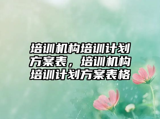 培訓(xùn)機(jī)構(gòu)培訓(xùn)計劃方案表，培訓(xùn)機(jī)構(gòu)培訓(xùn)計劃方案表格