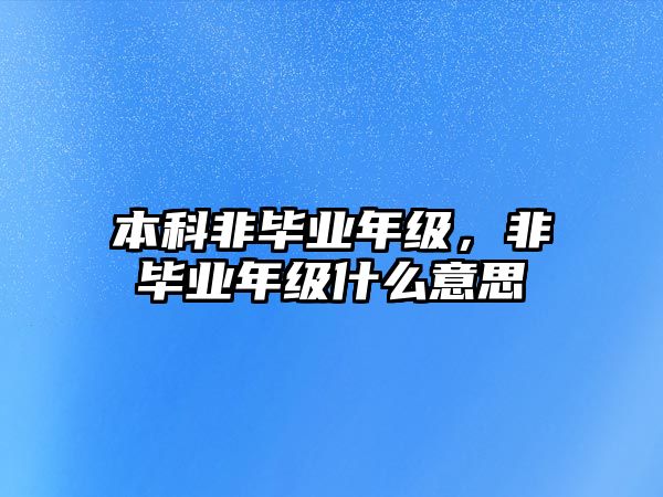 本科非畢業(yè)年級(jí)，非畢業(yè)年級(jí)什么意思